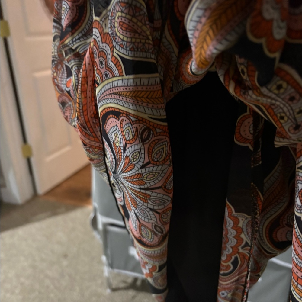 Enfocus Studio NWOT Sz 6 Black & Orange Paisley maxi sun Dress - Picture 11 of 12